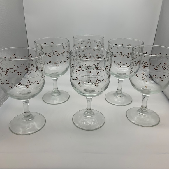 Vintage Anchor Hocking Hawthorne Country Goblets Set of 6 Glasses - Picture 2 of 10